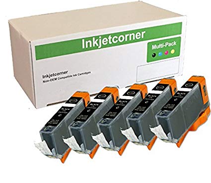 Inkjetcorner 5 Pack Small Black Compatible Ink Cartridge Replacement for CLi-221BK CLI-221 for use with iP3600 iP4600 iP4700 MP560 MP620 MP640 MX860 MX870 MP980 MP990