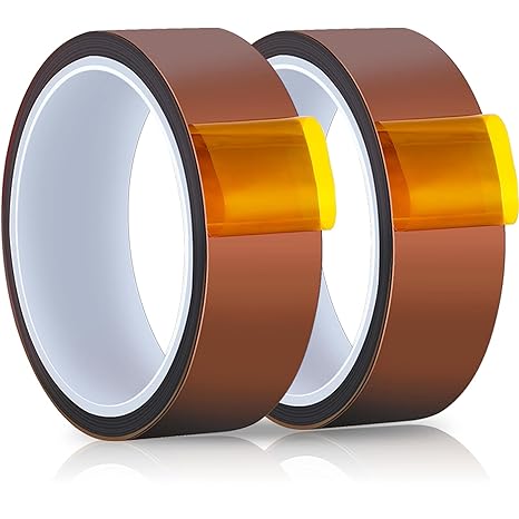 Outus 2 Rolls Heat Tapes High Temperature Tape Sublimation Tape Heat Transfer Tape Heat Resistant Tape Polyimide Tape for Electronics 3D Printers DIY Crafts (Dark Brown,30 mm Wide)