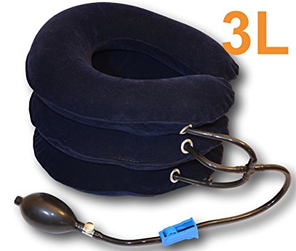 3-Layers Cervical Neck Traction: |Multilayer Inflation| |Soft Skin-friendly Material| |Enhanced Velcro Straps| |Lightweight and Portable| |Adjustable Fit| |For Head Neck Shoulders Pain Relief