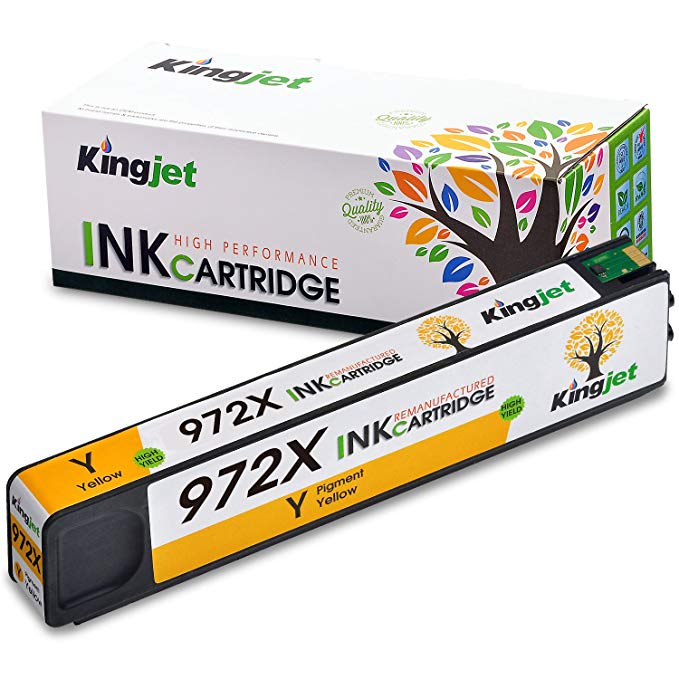 Kingjet Re-Manufactured Ink Cartridge Replacement for 972X Work with PageWide Pro 477dn, 477dw, 577dw, 577z, 552dw, 452dn, 452dw Printers, 1 Pack(Yellow)