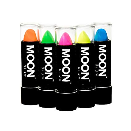 Moon Glow - Blacklight Neon UV Lipstick 0.16oz Pastel Set of 5 colors – Glows brightly under Blacklights / UV Lighting!