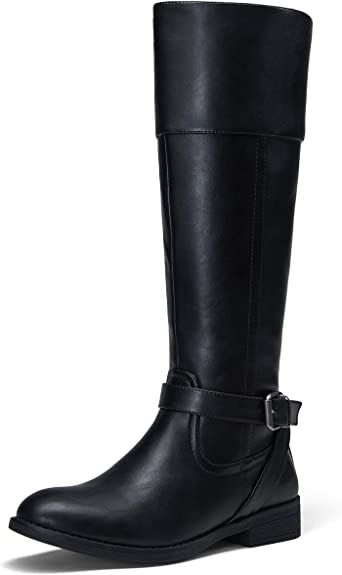 Jeossy Women's 50 Knee High Riding Boots Metal Buckle Calf Boot