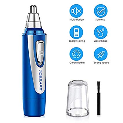 Nose Hair Trimmer for Men, Tobeape Men Women Nose and Ear Trimmer, Professional Electronic Nose Hair Clipper, Painless Noiseless Eyebrow and Facial Hair Trimmer with Vacuum Cleaning System, IPX7 Waterproof Dual Edge Blades, Easy Cleansing , Battery-Operated