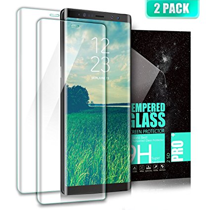 DANTENG Galaxy Note 8 Screen Protector, Full Screen Coverage (2 Pack) Ultra HD Clear Scratch Resistant Tempered Glass Screen Protector for Galaxy Note 8 - Transparent