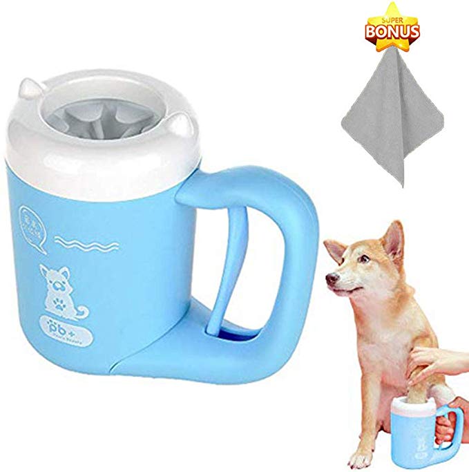 ADOGGYGO Dog Paw Cleaner Feet Washer Muddy Paw Cleaner Cup for Dogs Cats Puppy Silicone Pet Feet Cleaner with Towel