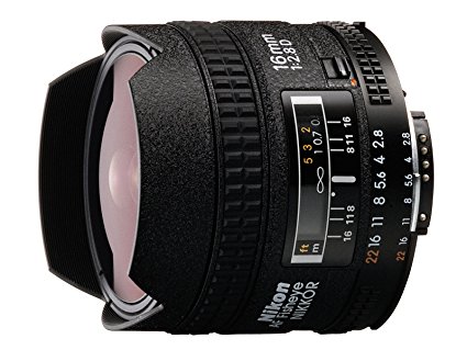 Nikon AF FX Fisheye-NIKKOR 16mm f/2.8D Fixed Lens with Auto Focus for Nikon DSLR Cameras
