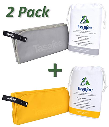 Tasajee Premium Microfiber Beach & Travel Towel. Compact, Fast Drying, Lint-free Suede Finish.