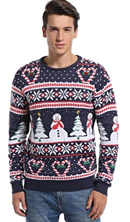 Daisysboutique Men's Christmas Holiday Snowman Sweater Cute Ugly Pullover