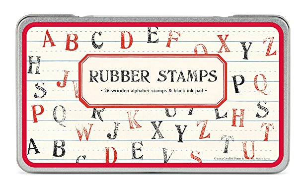 Cavallini Rubber Stamps Alphabet, Assorted with Ink Pad