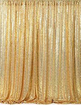 Gold Sequin Backdrop 8ft x 8ft Sparkly Curtain Photography Backdrop for Wedding Stage Christmas Decoration Sequin Drape Photo Backdrops