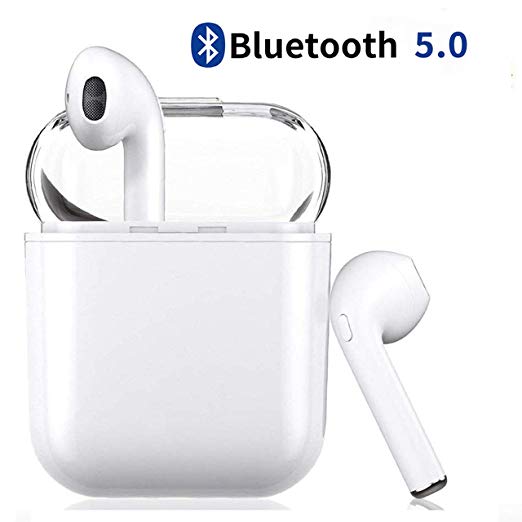 Bluetooth Headset V5.0, Wireless Headset binaural Sports Headset, Noise Reduction in-Ear Waterproof Headset, Compatible with  Apple Airpods Android/iPhone