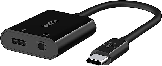 Belkin Rockstar™ 3.5mm Audio with USB-C Charge Adaptor Included, USB-C Audio Adaptor Compatible with iPad Pro, Galaxy, Note, Google Pixel, LG G6, Sony Xperia, OnePlus and More - Black