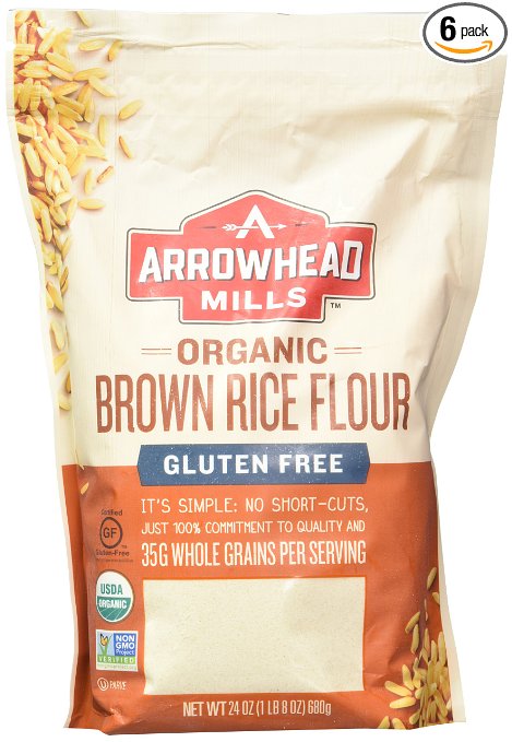 Arrowhead Mills Organic Gluten Free Brown Rice Flour, 24 Ounce (Pack of 6)