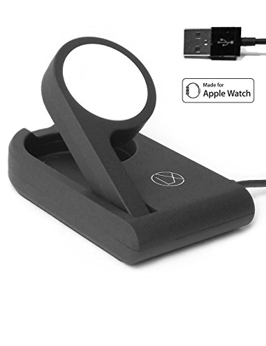 LXORY Apple Watch Charger (MFi Certified) Foldable Design To Enable Nightstand Mode With 1m (3ft) Long USB Cable For All iWatch Models At Home, Work And For Travel (Black)