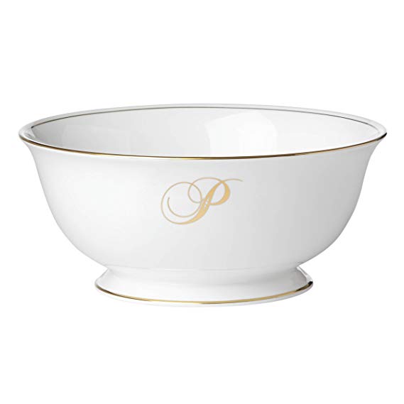 Lenox Federal Gold Script Monogram Dinnerware Serving Bowl, P