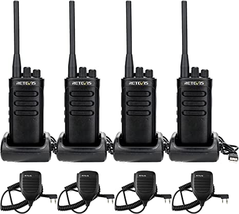 Retevis RB85 2 Way Radio Long Range,AI Intelligent Noise Cancelling High Power Two Way Radio with Shoulder Mic, 16CH 2000mAh Rechargeable Walkie Talkies for Noisy Workplace(4 Pack)