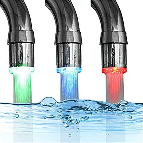 Wakaka 3 Colors Temperature Sensor LED Light Water Faucet Tap No Charging No Batteries No Plugs,Safety and Beauty