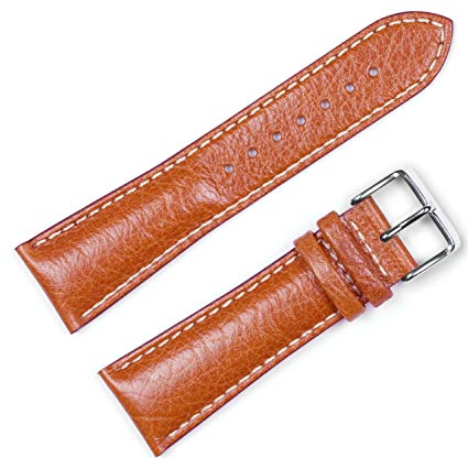 deBeer Brand Sport Leather Watch Band (Silver & Gold Buckle) - Havana 17mm
