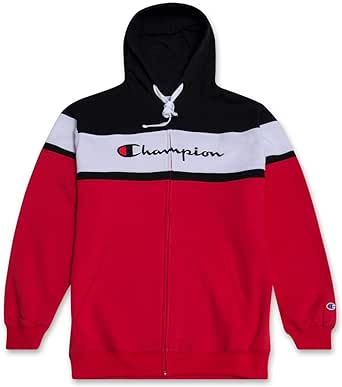 Champion Mens Big and Tall Full Zip Hoodie Classic Embroidered Logo