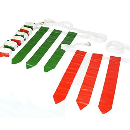 WYZworks 36 Flags & 12 Belts - Flag Football Set - 18 Red Flags & 18 Green Flags