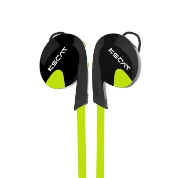 KSCAT Bluetooth Headphones Stereo Wireless Earphones for Running with Mic 6 Hours Play Time, Bluetooth V4.1, Sweatproof, Secure Ear Hooks Design, Black/Green/Blue