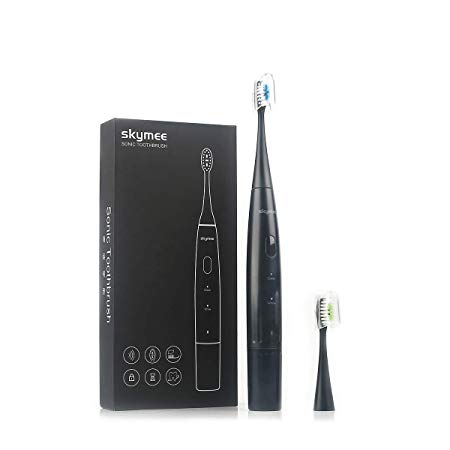 SKYMEE Sonic Electric Toothbrush with 2 Replacement Heads, Battery Powered Toothbrush for Kids & Adults, Home and Travel, 2 Models Use with 2 Min Smart Timer and IPX7 Waterproof, Black