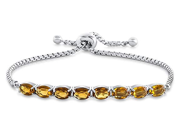Finejewelers Sterling Silver Slider Chain Adjustable Bracelet with 8 Oval Stones