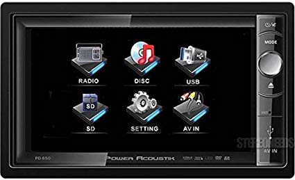 POWER ACOUSTIK PD-650 Double DIN Multimeadia Source with Motorized 6.5-Inch High Definition LCD Touch Screen