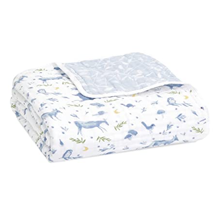 aden + anais Dream Blanket, 100% Organic Cotton Muslin Blankets for Girls & Boys, Ideal Lightweight Newborn Nursery & Crib Blanket, Outdoors - Sleepy Forest