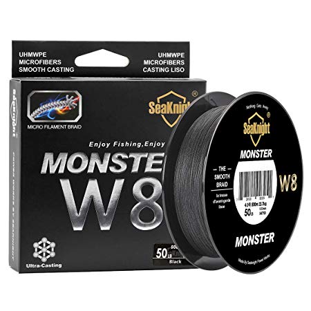 SeaKnight Monster W8 Braided Lines 8 Strands Weaves 300M/500M Super Smooth PE Braided Multifilament Carp Fishing Lines for Sea Fishing 15-100LB