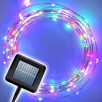 Brightech - The Original Starry Solar String Lights by Brightech - Multi-Color LEDs on a Flexible Copper Wire - 20ft LED Light String Set with Solar Panel