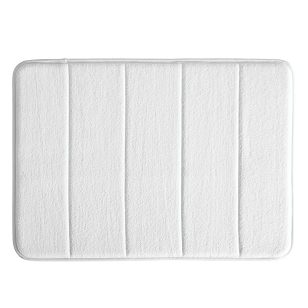 InterDesign Soft Memory Foam Non-Slip Bath Mat for Bathroom, Tub Or Vanity – Small, 24" Inches x 17" Inches, White