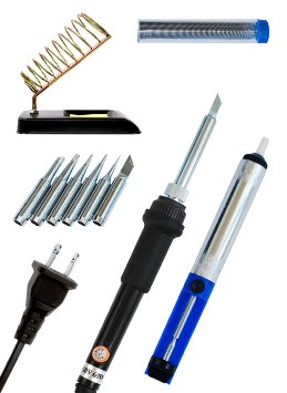 Soldering Iron Kit 60W 110V With Temperature Control - Best Set for All Your Needs - Includes 6 Interchangeable Tips - Desoldering Pump-Solder And Stand with Cleaning Sponge - Start Your Projects NOW!