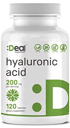 Deal Supplement Hyaluronic Acid 200mg Per Serving, 120 Capsules, Joint, Skin, Nails, Hair Lubrication, Non-GMO, Made in USA