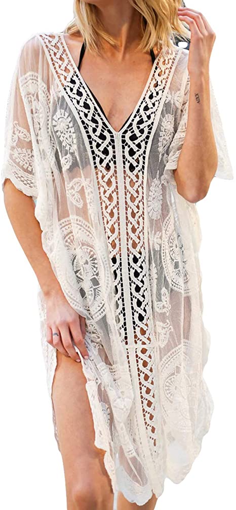 Bsubseach Women Casual Bikini Swimsuit Cover Up Blouses Beach Tunic Dress One Size