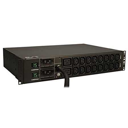 Tripp Lite Metered PDU, 30A, 18 Outlets (16 C13 & 2 C19), 208/240V, L6-30P, 12 ft. Cord, 2U Rack-Mount Power, TAA (PDUMH30HV)