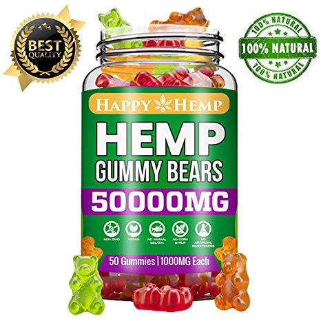 Hemp Gummies for Pain and Anxiety 50000mg Organic Omega 3, 6 & 9 All Natural Stress Relief Premium Extract Sleep Made in USA Mood & Immunity Support