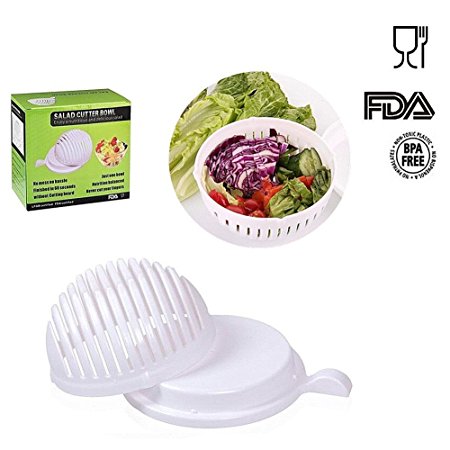 Salad Cutter Bowl, Meideli Salad Chopper, Vegetable Cutter Bowl - Make Your Salad in 60 Seconds(White)