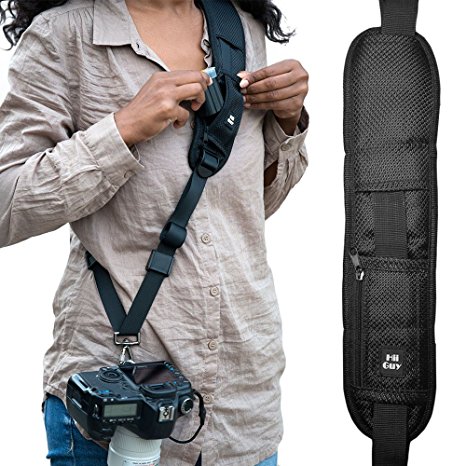 Camera Straps for Canon,Nikon, Extra Long Neck Strap W/Quick Release and Safety Tether, Perfect for All DSLR including eBook, Lens Cloth, SD Card Case and 3-Year Warranty. By HiiGuy