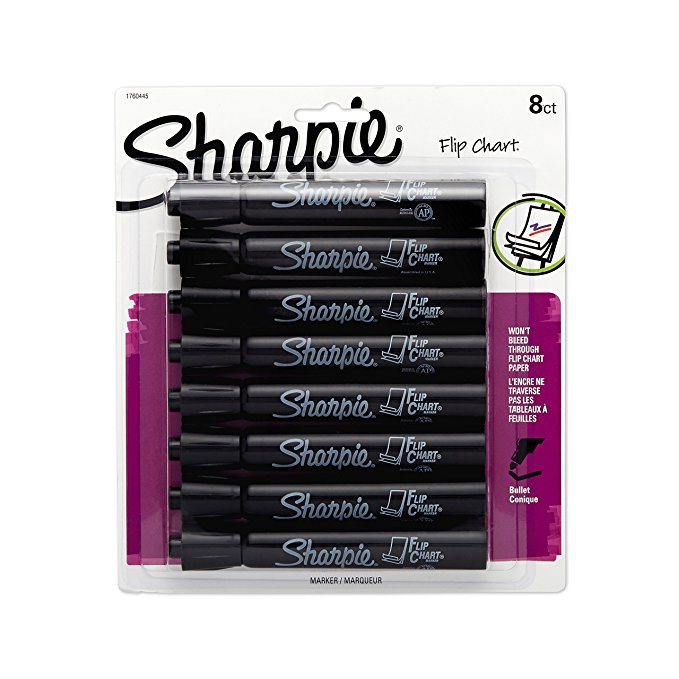 Sharpie 1760445 Flip Chart Marker, Black, 8-Pack