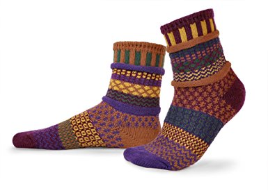 Solmate Socks - Odd or Mismatched Crew Socks for Women or for Men, Made with Recycled Cotton Yarns in USA