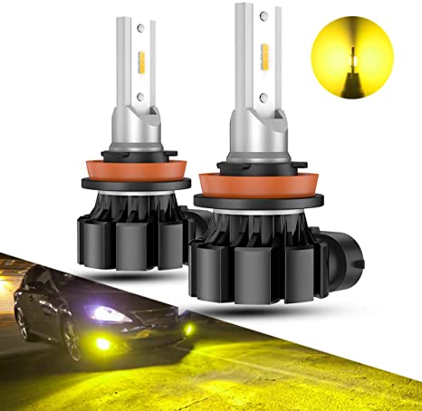 SEALIGHT H11 LED Fog Light Bulbs, 3000K Yellow 4000 Lumens 12W High Power,H11 H8 H16 LED Fog Light DRL Bulbs Replacement For Cars,Trucks(Pack of 2)