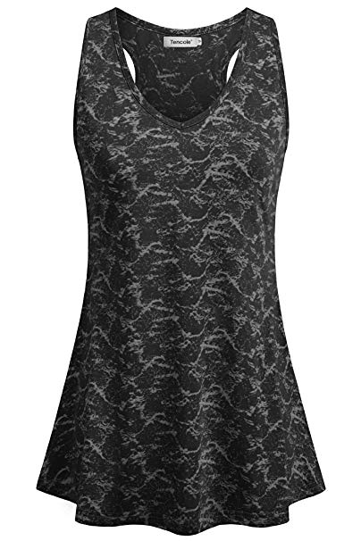 Tencole Womens Summer Shirts with Pattern Sleeveless Casual Racerback Workout Tank Tops