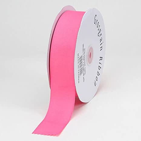 BBCrafts 3/8" inch X 50 Yards Grosgrain Solid Color Ribbons Decoration Wedding Party (Hot Pink)