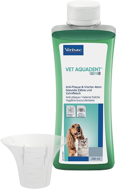 Virbac Anti-Plaque Vet Aquadent for Cats, Dogs, Horses, 250 ml