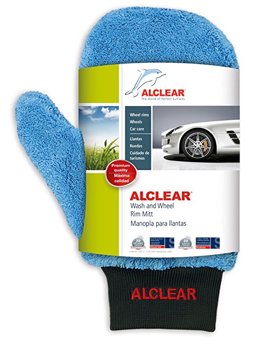 ALCLEAR 950013 Ultra-Microfiber professional scratch free Wheel Rim Mitt, blue with black cuff. Size approx. 10.24 x 4.72 in.