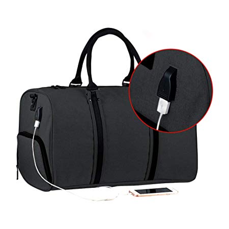 Canvas Duffle Bag, P.KU.VDSL Canvas Leather Weekender Overnight Tote Bag Oversized Travel Handbag Duffels for Men Women