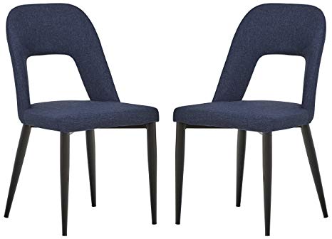 Rivet Florence Mid-Century Wide Open-Back Accent Dining  Chairs - 18.8"W, Navy, 2-Pack