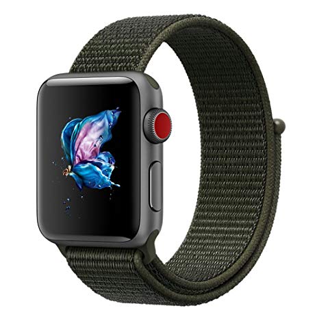 QIENGO For Apple Watch Band 38MM 42MM, Nylon Sport Loop with Hook and Loop, Fastener Adjustable Closure Strap, Replacement Band for iWatch Series 1/2/3, Nike , Edition, Hermes