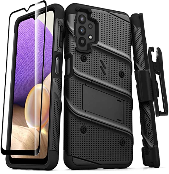 ZIZO Bolt Series for Galaxy A32 5G Case with Screen Protector Kickstand Holster Lanyard - Black